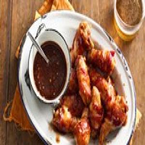 Bacon-Wrapped Chicken Wings with Bourbon Barbecue Sauce_image