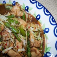 Chili Chicken Stir-fry With Asparagus and Bok Choy image