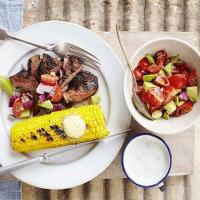 Chipotle bavette steak with lime corn and chunky salsa image