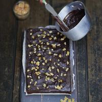 Chocolate gingerbread brownie bars with fudgy icing image