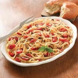 Mediterranean Linguine with Basil and Tomatoes image