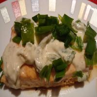 Baked Salmon (with Lime, Jalapeno Chive and Sour Cream Sauce) image