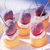 Miniature Almond Cakes with Sugared Cherries and Kirsch Cream image