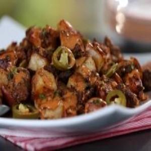 Breakfast Potatoes with Easy Red Chile-Lime Hollandaise and Picked Jalapeno_image