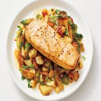 Seared Halibut with Brussels Sprout Hash image