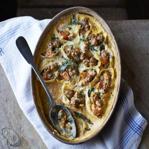 Baked conchiglioni with sausage, sage & butternut squash_image