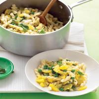 Gemelli with Yellow Squash, Peas, and Basil image