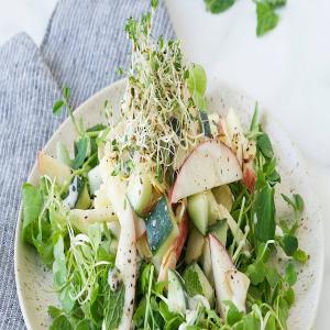 Crunchy Apple Sprouted Salad with Lemon Creamy Dressing_image