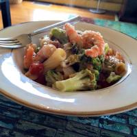 Shrimp, Broccoli Rabe, and Tomatoes Over Penne Pasta_image