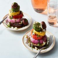 Grilled Vegetable Stacks With Herb Vinaigrette_image