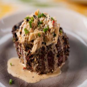 Chicago Steakhouse Peppercorn-Crusted Filet with Crab Au Poivre image