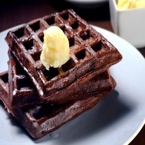 Dark Chocolate Waffles With Coconut-Maple Butter_image