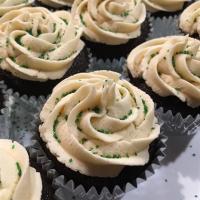 Chocolate Beer Cupcakes With Whiskey Filling And Irish Cream Icing image