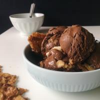 Dark Chocolate Ice Cream with Caramelized Almonds and Toasted Marshmallows_image