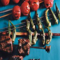 Steak, Tomato, and Okra Kebabs image