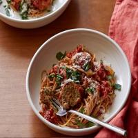 Turkey Meatballs with Quick And Spicy Tomato Sauce and Whole-Wheat Spaghetti image