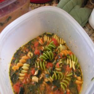After Thanksgiving Soup With Garlic, Spinach, and Tomatoes_image