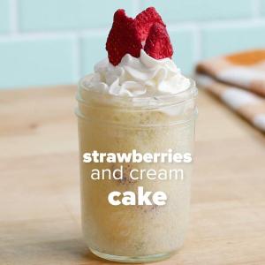 Strawberries And Cream Cake In A Jar Recipe by Tasty image