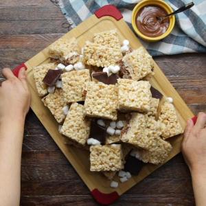Chocolate Hazelnut S'mores-Stuffed Crispy Rice Treats Recipe by Tasty_image