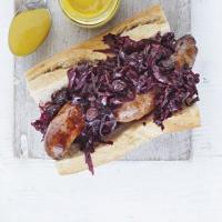 Sausages with warm red cabbage & beetroot slaw image