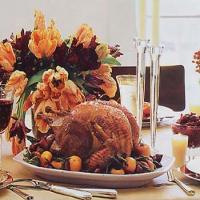 Roast Turkey with Apples, Onions, Fried Sage Leaves, and Apple Cider Gravy_image