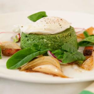 Spinach Sformatino with Pancetta, Radishes, and Spring Onions_image