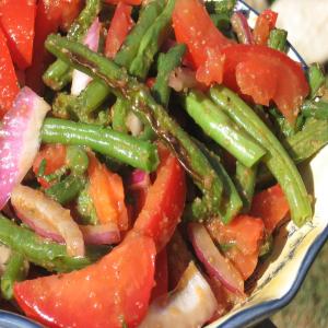 Grilled Green Bean Salad With Red Onions and Tomatoes image