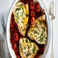 Herby Broiled Swordfish With Roasted Cherry Tomatoes_image