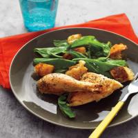 Roast Chicken with Croutons and Wilted Greens_image