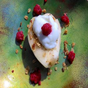 Crunchy Yoghurt and Raspberry Pears image