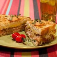Grilled Ham & Gouda Cheese with Caramelized Onions and Roasted Tomato Mayonnaise image