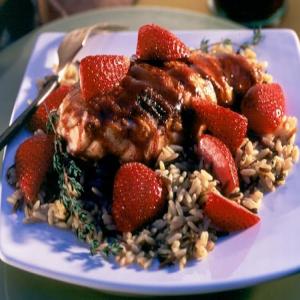 Grilled Chicken Breasts with Strawberry Red Wine Balsamic Sauce_image