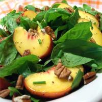 Spinach Salad with Peaches and Pecans image