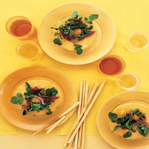Melon Bowls with Prosciutto and Watercress Salad image
