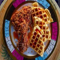 Fried Chicken and Cornbread Waffles with Maple Hot Sauce image