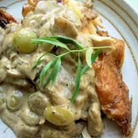 Crispy Roast Chicken With Riesling, Grapes and Tarragon image