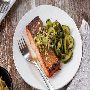 Salty-Sweet Salmon With Ginger and Spicy Cucumber Salad image