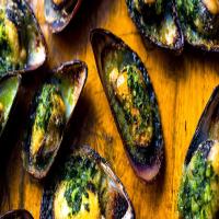Broiled Mussels With Garlicky Herb Butter image