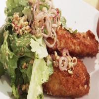 Chicken Milanese with Escarole Salad and Pickled Red Onions_image