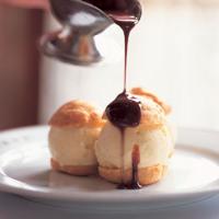 Cream Puffs with Vanilla Ice Cream and Chocolate Sauce image