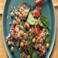 Bulgur with Roasted Red Peppers, Chickpeas, and Spinach image