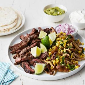 Sweet and Spicy Steak Fajitas with Corn and Mushrooms image