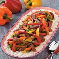 Steak with Three Peppers image