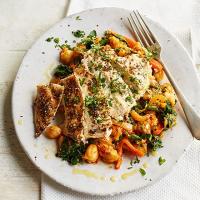 Chicken with crushed harissa chickpeas image