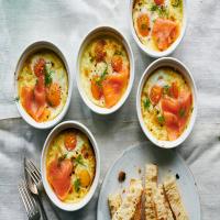 Baked Eggs With Crème Fraîche and Smoked Salmon image