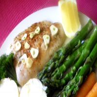 10-Minute Baked Halibut With Garlic-Butter Sauce image