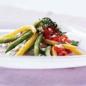 Green and Yellow Bean Salad with Chunky Tomato Dressing and Feta Cheese_image