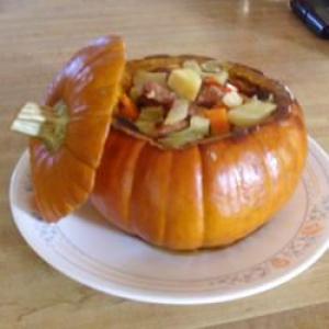 Cinderella Pumpkin Bowl with Vegetables and Sausage image