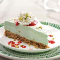 Frozen Pistachio Dessert with Raspberry Sauce_image