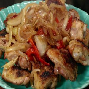 Broiled Chicken Thighs with Fennel, Onions, and Roasted Red Peppers image